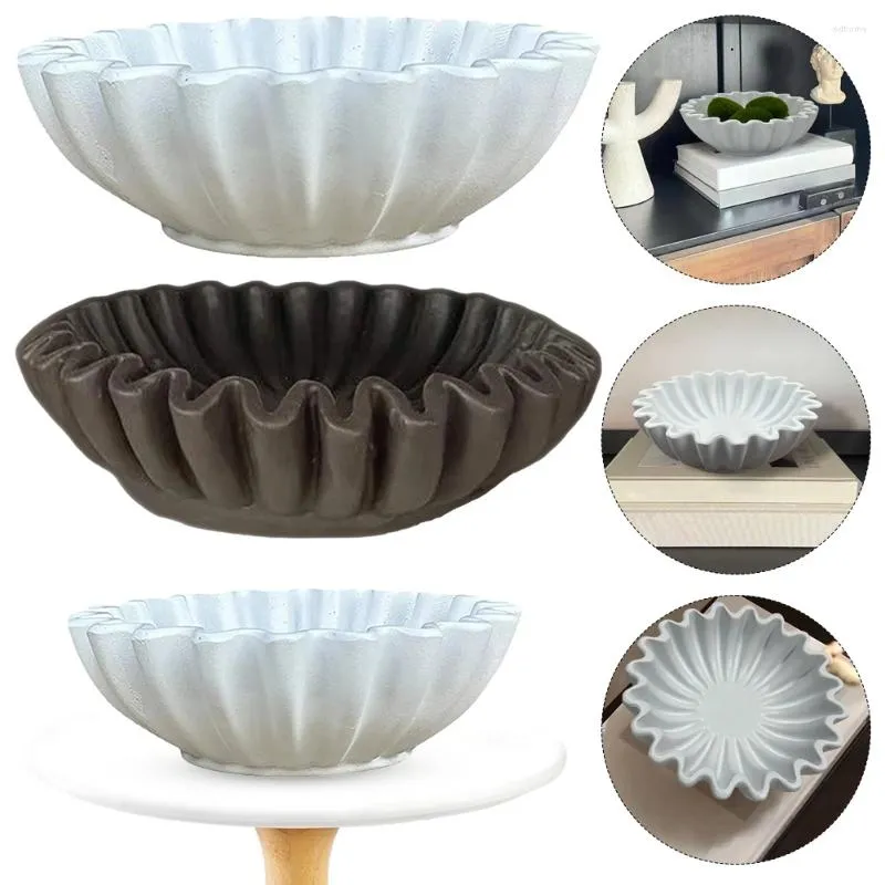 Bowls Antique Scallop Bowl Resin Vintage Ring Dish Decorative Ruffle Flower Fluted Decor HouseWarming Wedding Gifts