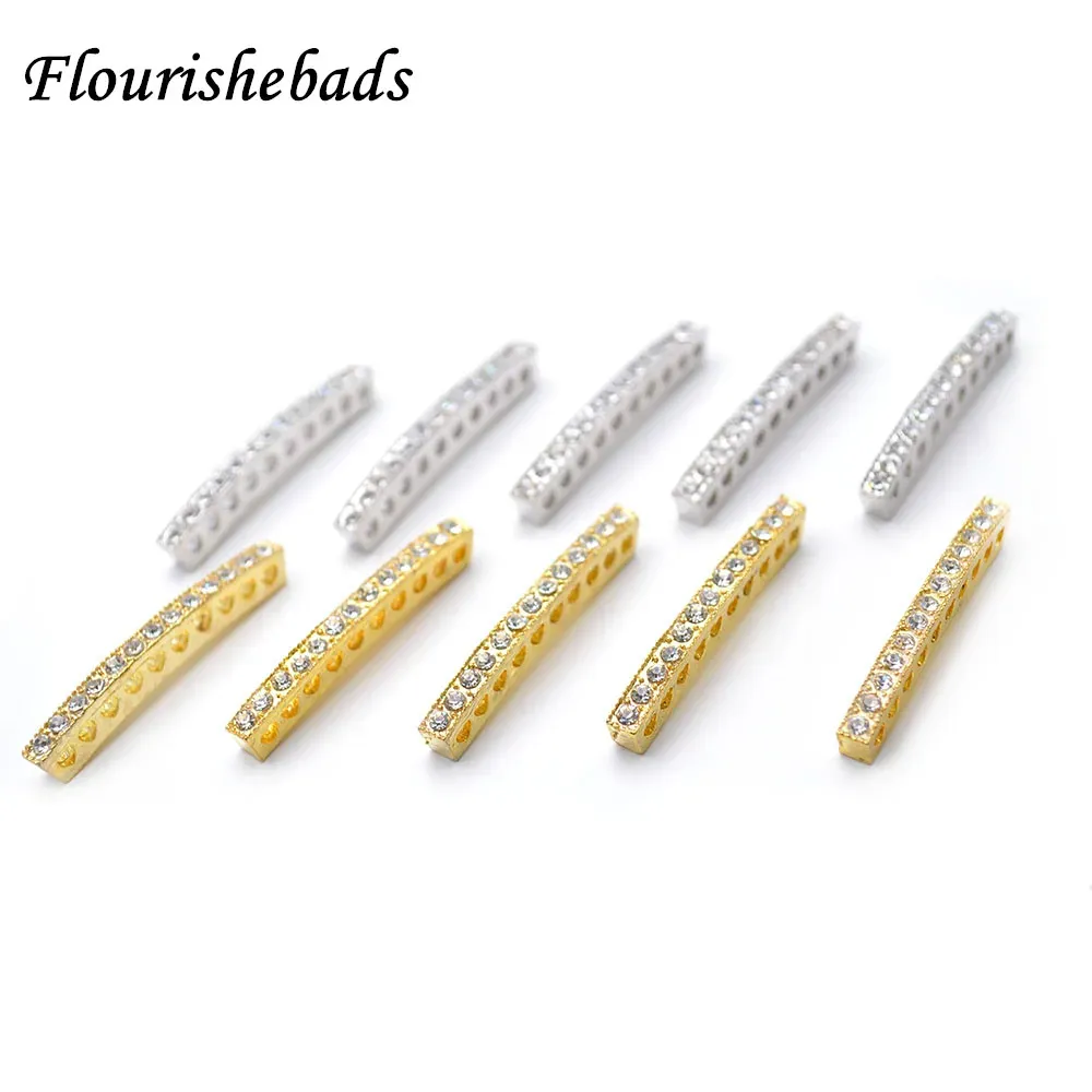 Composants Perles de cristal pavées Barres de tube incurvé 10 trous Spacer Perles en vrac Bijoux Riseaux 50pc par lot