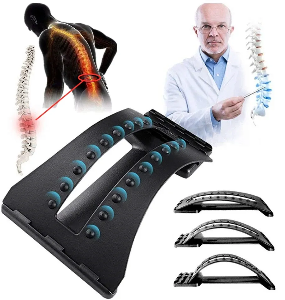 Pads de volta massagem maca de massagem lombar suporta dor alívio da dor quiroprática 18 Pontos de gatilho 3 Dispositivo de alongamento de nível de nível