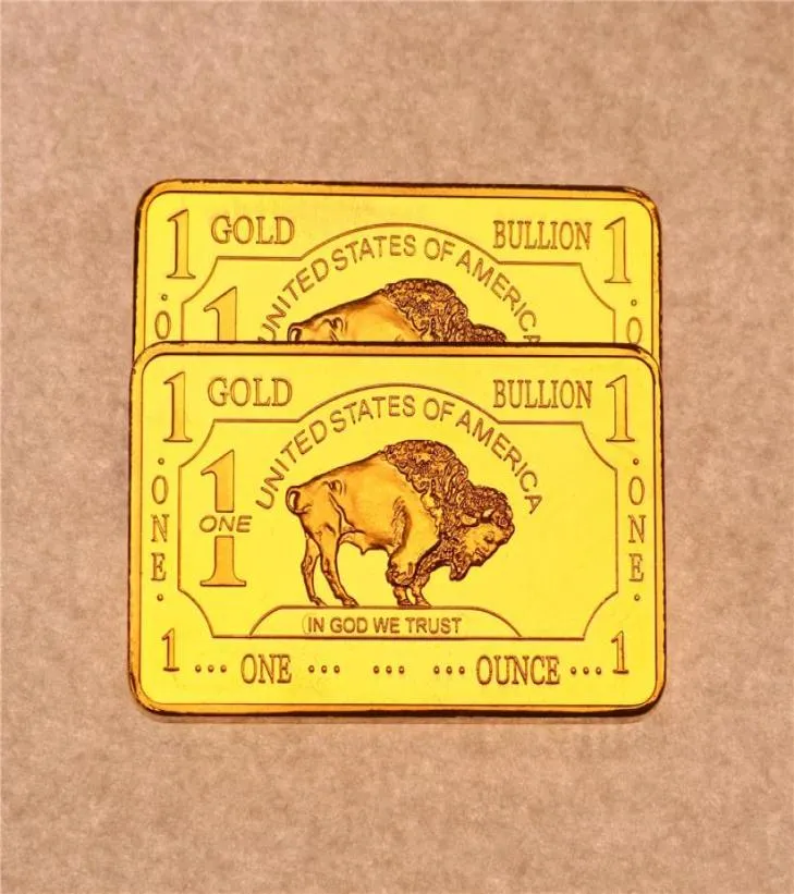 Autres arts et artisanat 1 oz 24 km plaqué United States Buffalo Gold Bar Bullion Coin Collection9810572