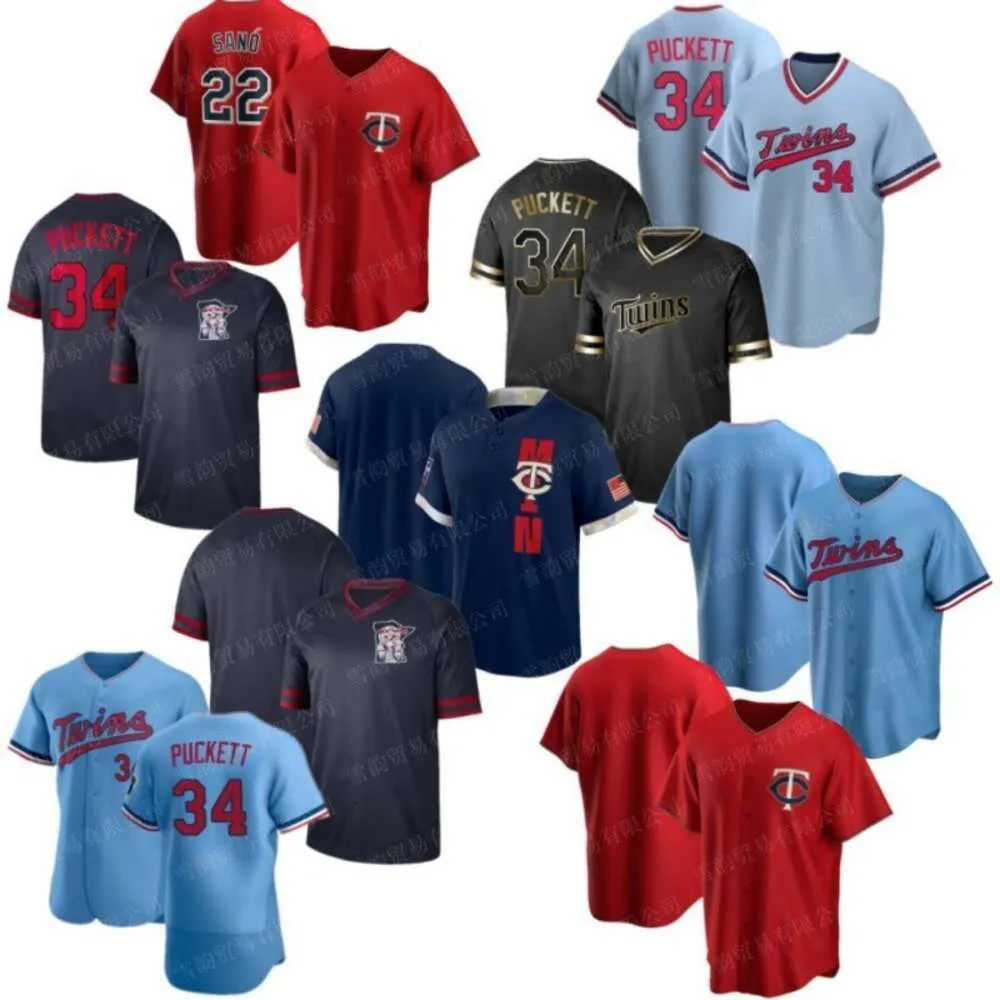 Football Jerseys 2021 Jersey Twins 34 Kirby Puckett 22 Miguel Sano