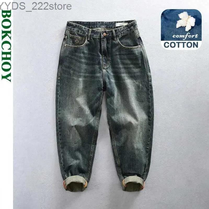 Jeans femininos Primavera e outono Novo jeans de veludo de serviço pesado vintage roupas masculinas lavadas com algodão macio com zíper de calça masculina K1027 YQ240423