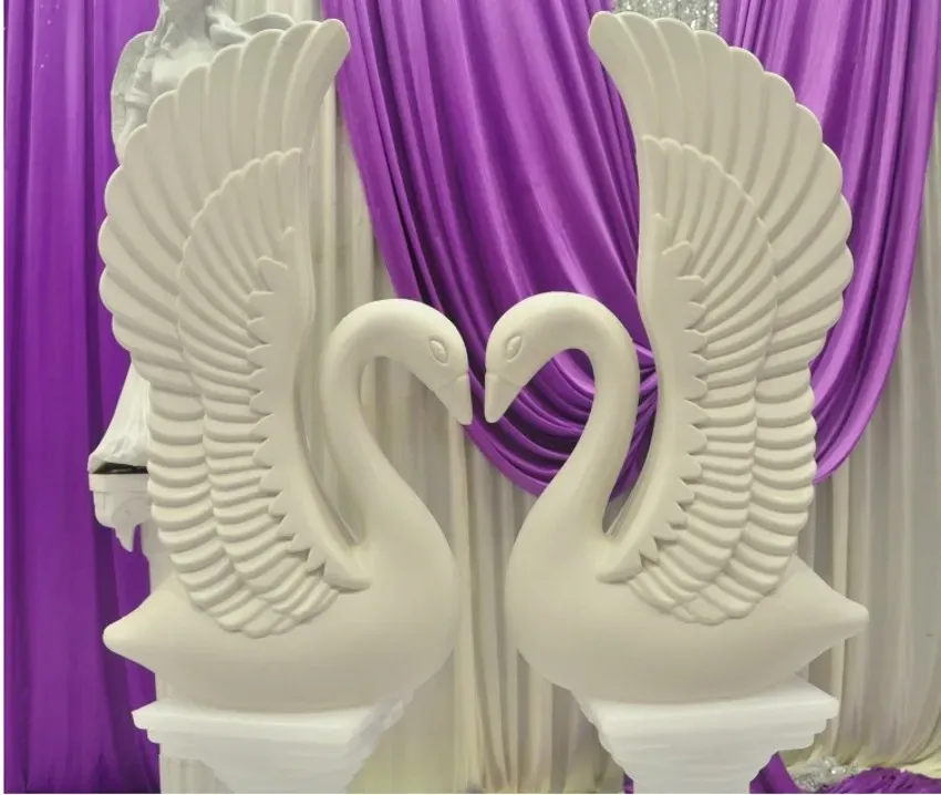 Upscale Elegant White Angel and Swan Roman Column Wedding Welcome Area Decoration Props Supplies 