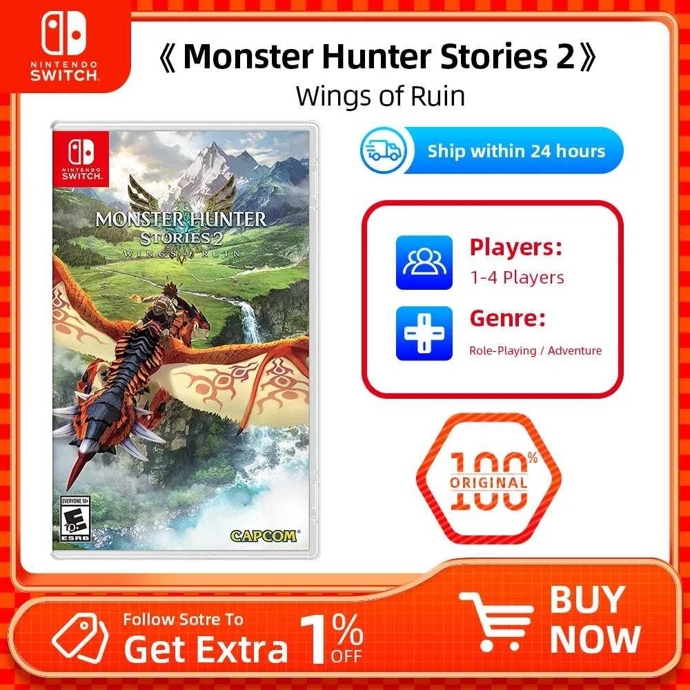 Deals Monster Hunter Stories 2: Wings of Ruin Nintendo Switch oferty gry Nintendo Switch Switch Switch Lite karta gry fizyczna