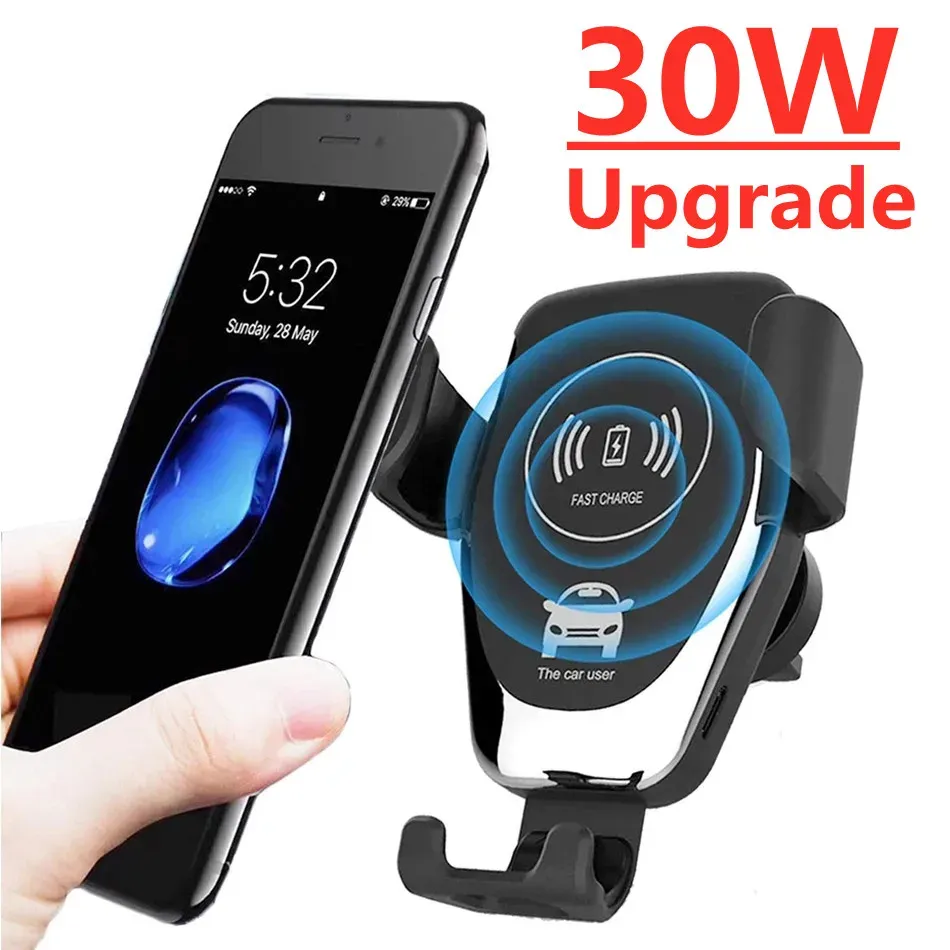 Chargers 30W Wireless Charger Car Air Vent Phone Holder For iPhone 13 12 11 X Pro Max Fast Car Charging For Samsung S21 S20 S9 8 Note