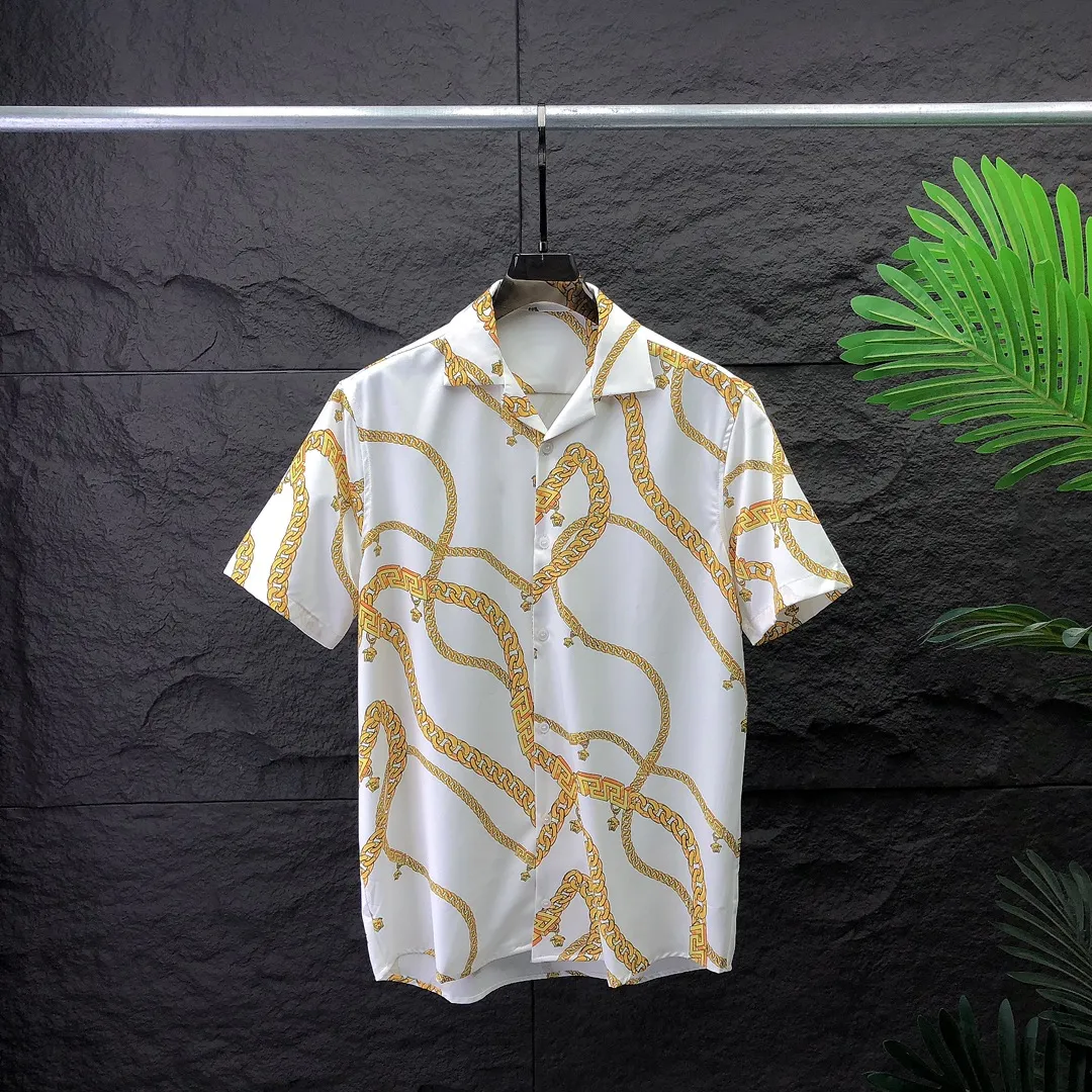 مصمم أزياء T Shirt Hawaii Floral Letter Print Beach Shirts Men Mener Designer Silk Bowling Shirt Disual Summer Summer Summer Sourd