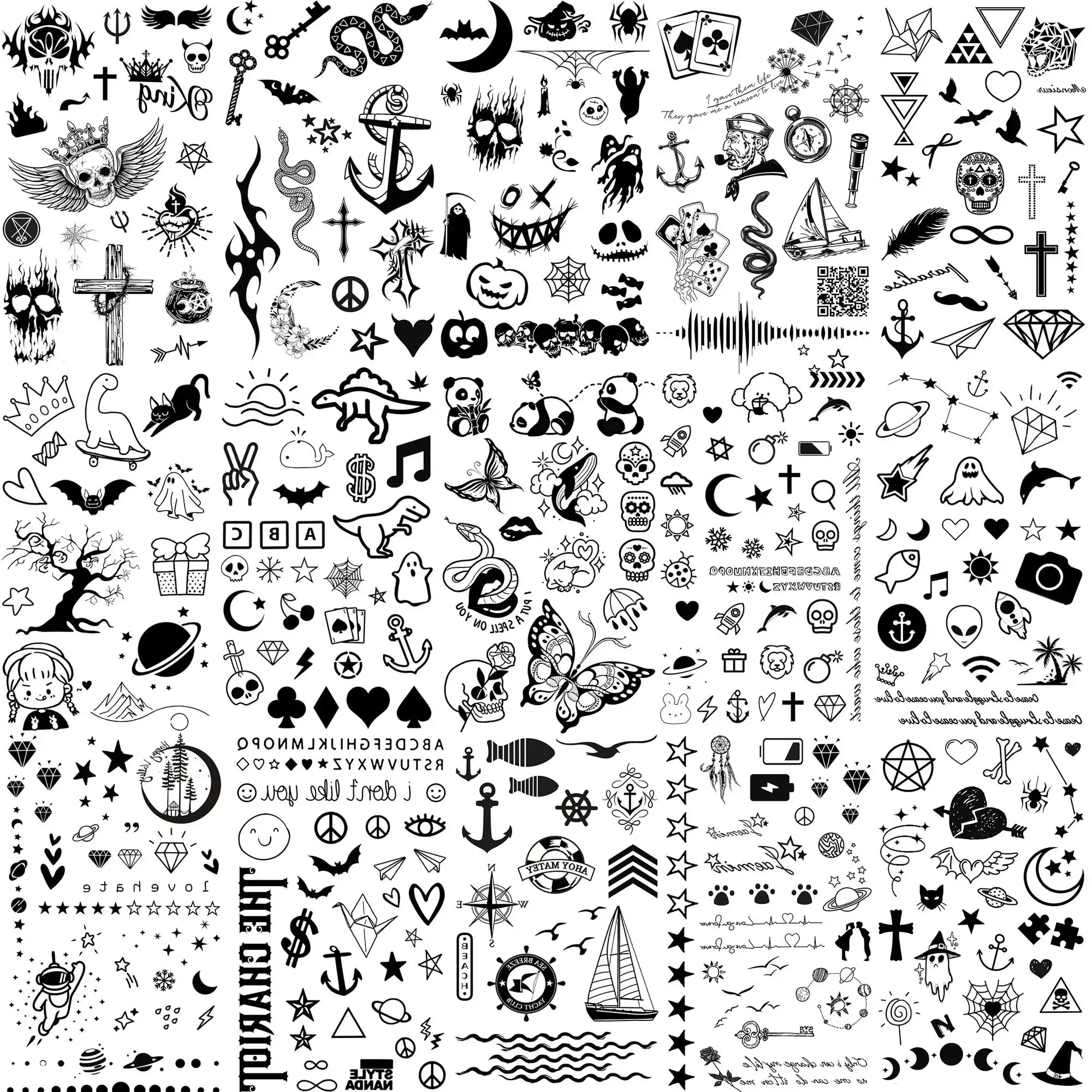 Tattoos 15 Sheets Small Temporary Tattoos For Women Adults Hands Neck Tattoo Sticker Tiny Fresh Pattern Moon Butterfly Fake Tattoo Paste