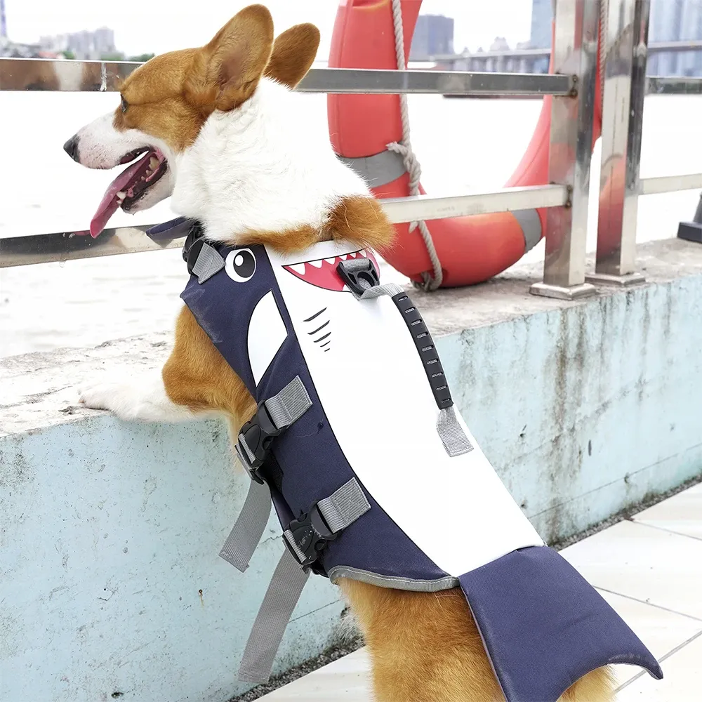 Vests Dog Life Jacket Pet Vest Clothes Life Vest Collar Harness Pet Swimming Summer Swimwear Scales Shark Cooling Vest for Summer