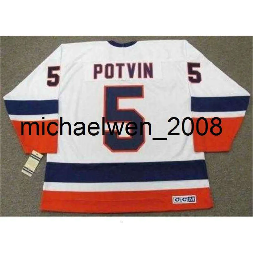 Kob Weng Men Women Youth Denis Potvin New York 1982 CCM Vintage Home Hockey Jersey cousu de qualité supérieure n'importe quel nom n'importe quel numéro de gardien de but