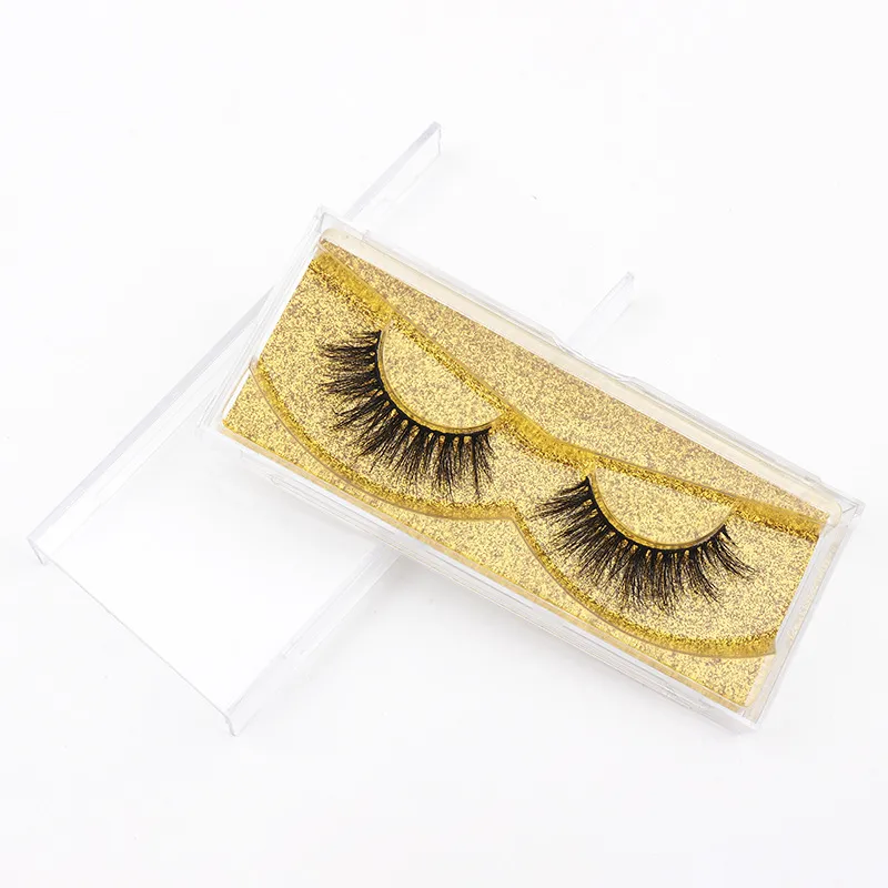 1 par Natural Fluffy Cotton Band Privat Label 100% Real Faux Mink Multilayer Eyelashs Extentions