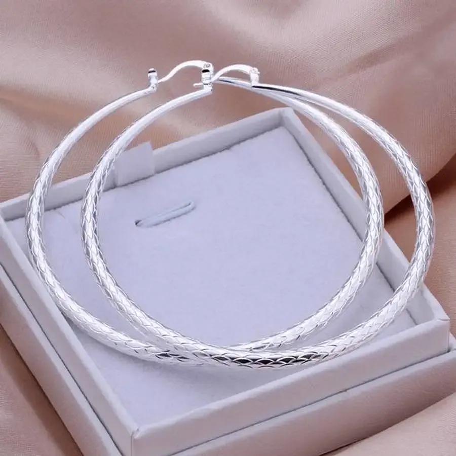 Earrings fashion beautiful top quality charm 7CM Silver color Earring big circle women lady Jewelry free shipping nice gift wedding