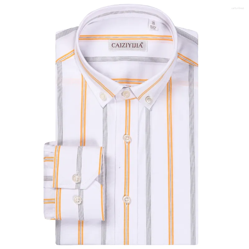 Camisas de vestir para hombres Botón de manga larga camisa vertical a rayas vertical cómodo algodón casual estandonado en forma macho