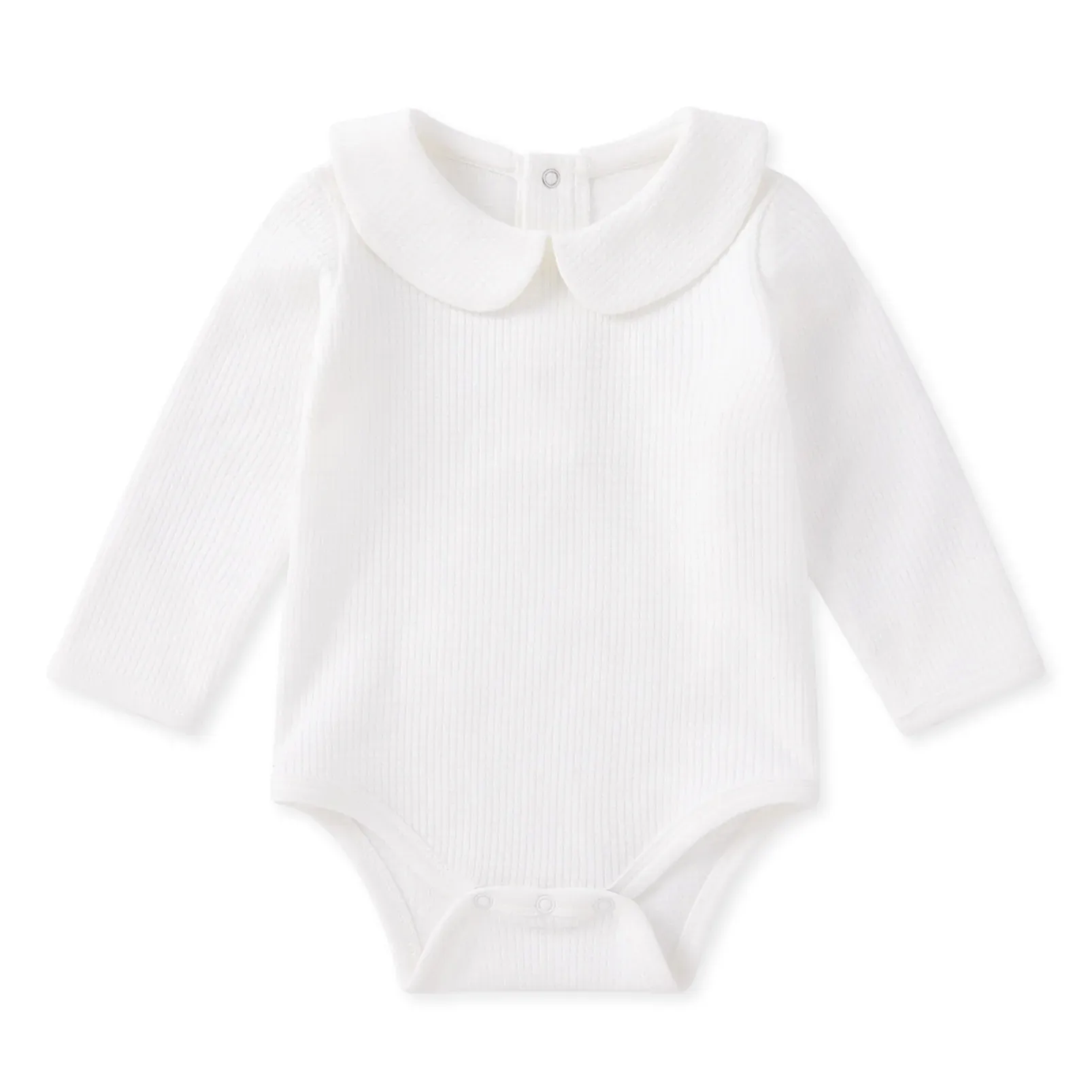 Speglar renfödd nyfödd baby unisex bodysuit solid jacquard peterpan krage baby romper andningsbar bomull långärmad pojke flicka kläder