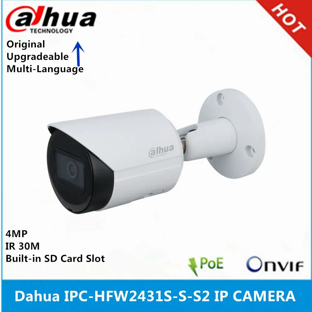 Lens Dahua Versão Internacional IPCHFW2431SSS2 4MP Câmera IP IR30M IP67 Câmera de cartão SD incorporada SD P2P