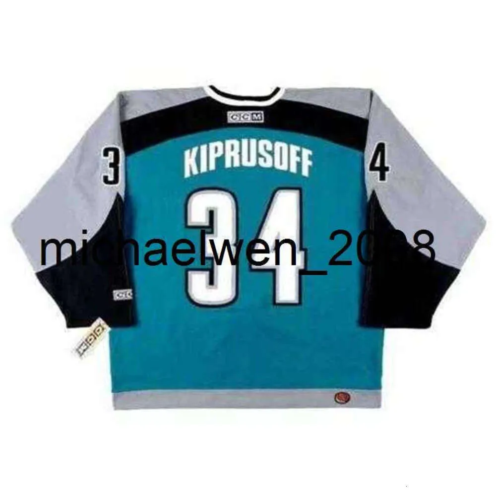 Kob Weng Custom Miikka Kiprusoff 2001 CCM Turn Back Home Hockey Jersey gardien de gardien de la qualité supérieure de tout nom n'importe quel numéro tout cousu