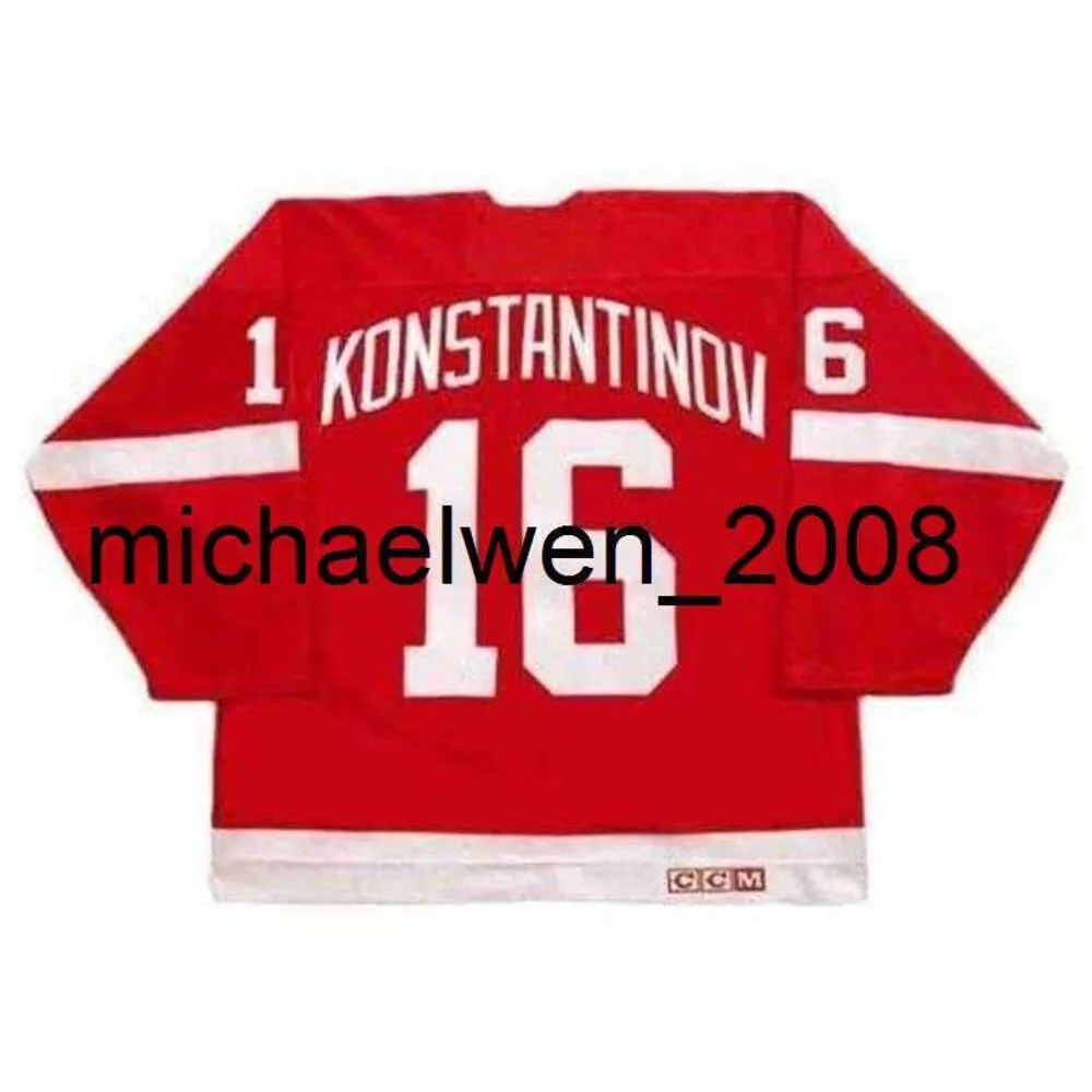 Kob Weng Vladimir Konstantinov Red 1995 CCM Vintage Hockey Jersey tous cousus de la qualité supérieure n'importe quel numéro n'importe quel numéro de gardien de gardien de gardien de but