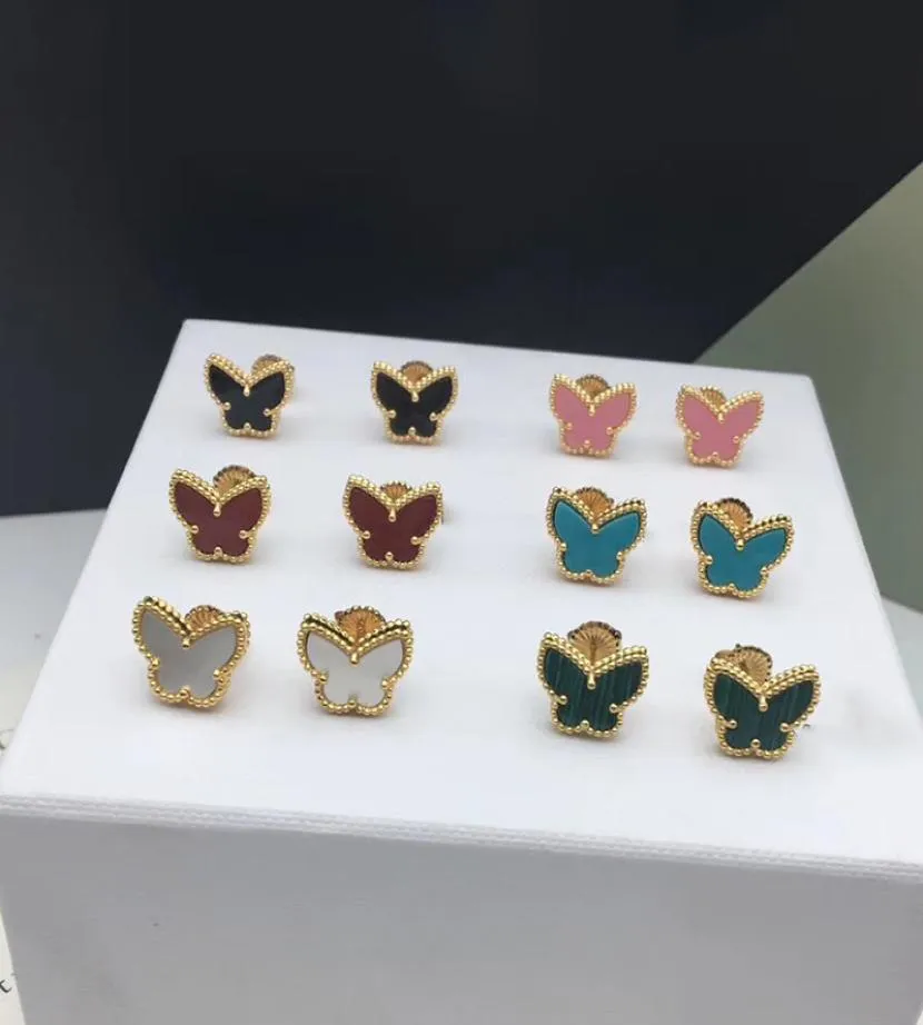 Brand Jewelry set For Women clover Earrings Colorful Butterfly Design Wedding Earrings Necklace Bangle4766189