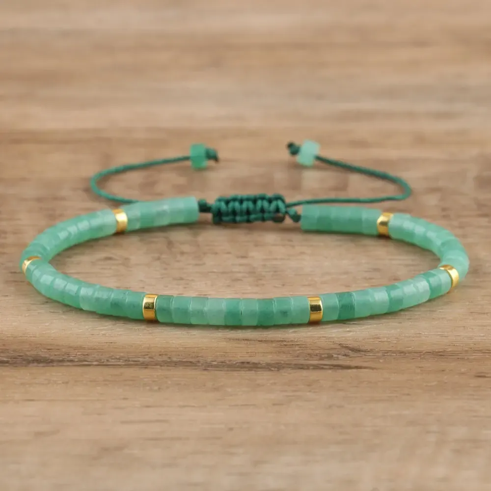 Strands Green Aventurine Bead Bracelet, Adjustable High Quality, Minimalist Bracelet Natural Stone Dainty Bracelet, Tibetan Gemstone
