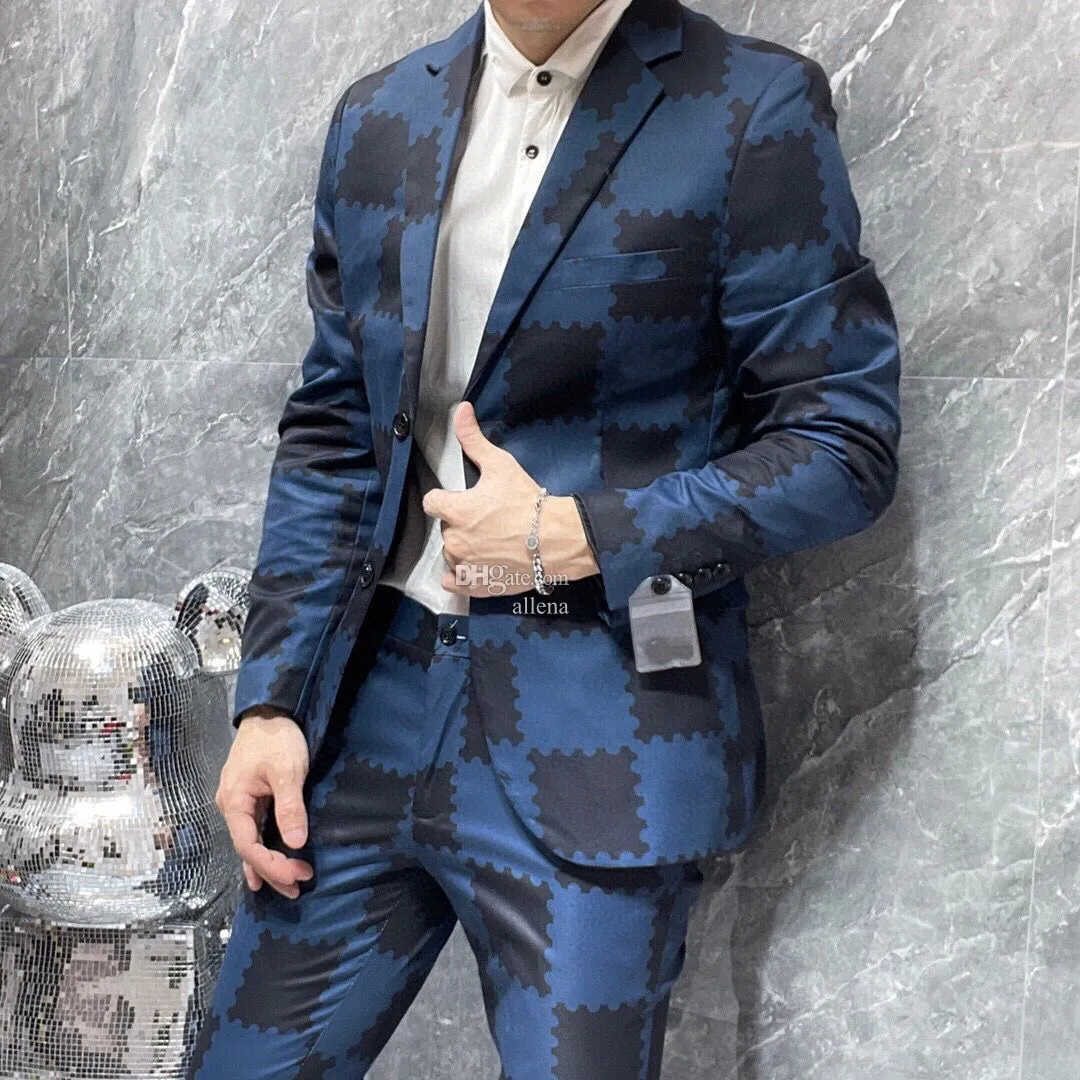 Designer Men Blazer jacket Coat V letter Business Casual Slim Fit Formal Suit Blazer Men Suits top pant