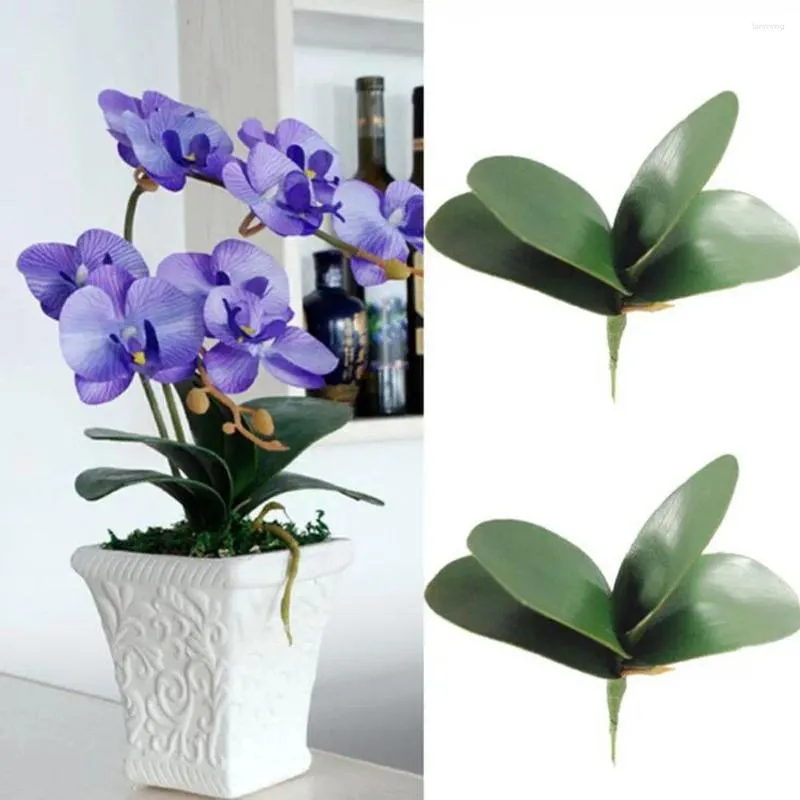 Flores decorativas 1 PCS Plantas Decoração de festa em casa Fake PU PU PU Artificial Silk Leaf Butterfly Orchid Folhas verdes