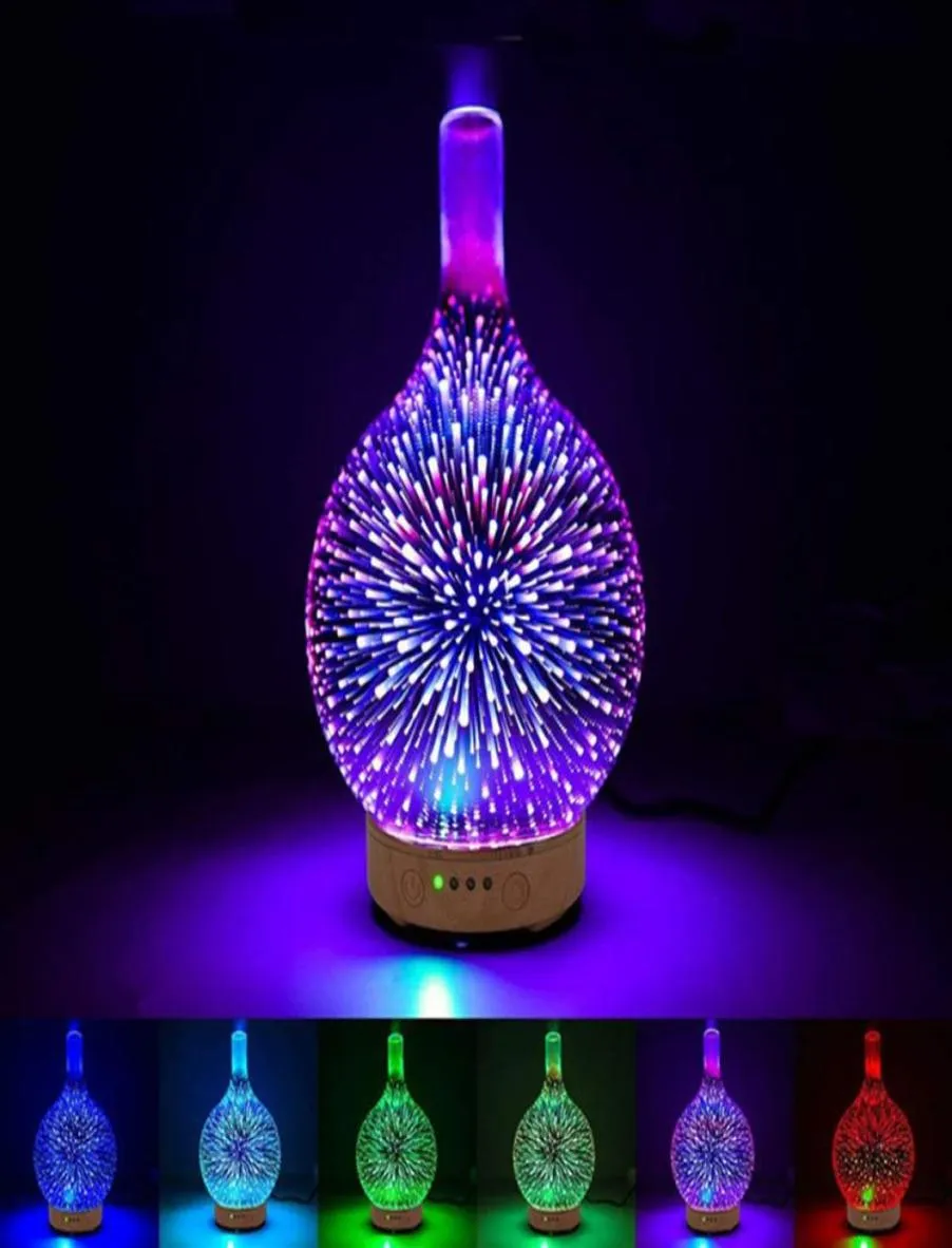 Kreative Duftlampen 3D -Glasfeuchter LED Bunte Nachtlicht Aromatherapie Maschine Haushaltsbundöl Diffuser230J8458340