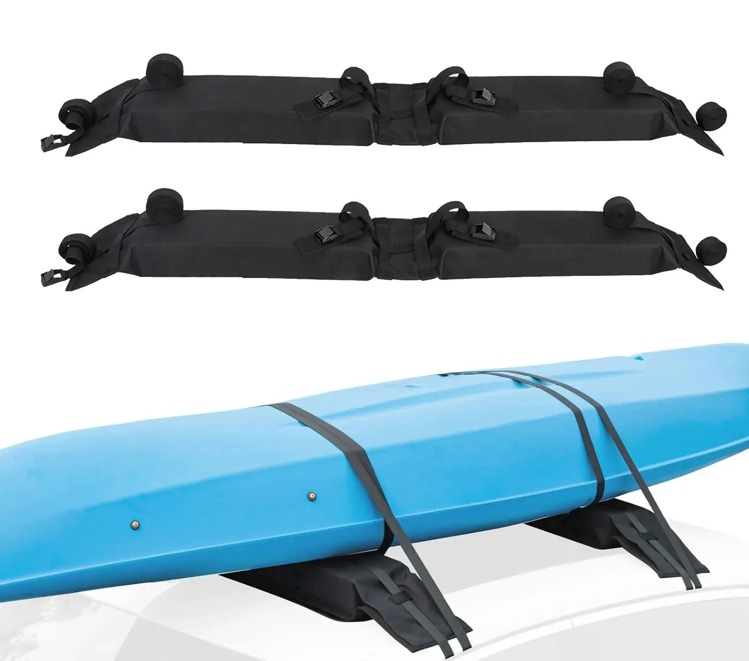 Bil Soft Roof Rack Pads för kajak surfbräda sup kanot bagage SUV Crossbar Windsurfing camping last slipsar ner remmar 240418