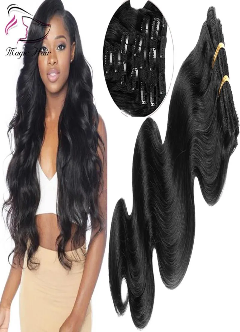 7a clipe preto natural em cabelo 10pcs 150gset onda corporal 830 polegadas Remy clipe de cabelo humano real em extensões1377621