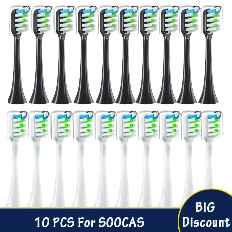 Brosse à dents 10pcs têtes de brosse de remplacement dupont Dupont Soft Aspiration appropriée Brésizzes de poils sains pour SOOCAS X3 / X3U / X5 SONIC ELECTRICE BRUSH