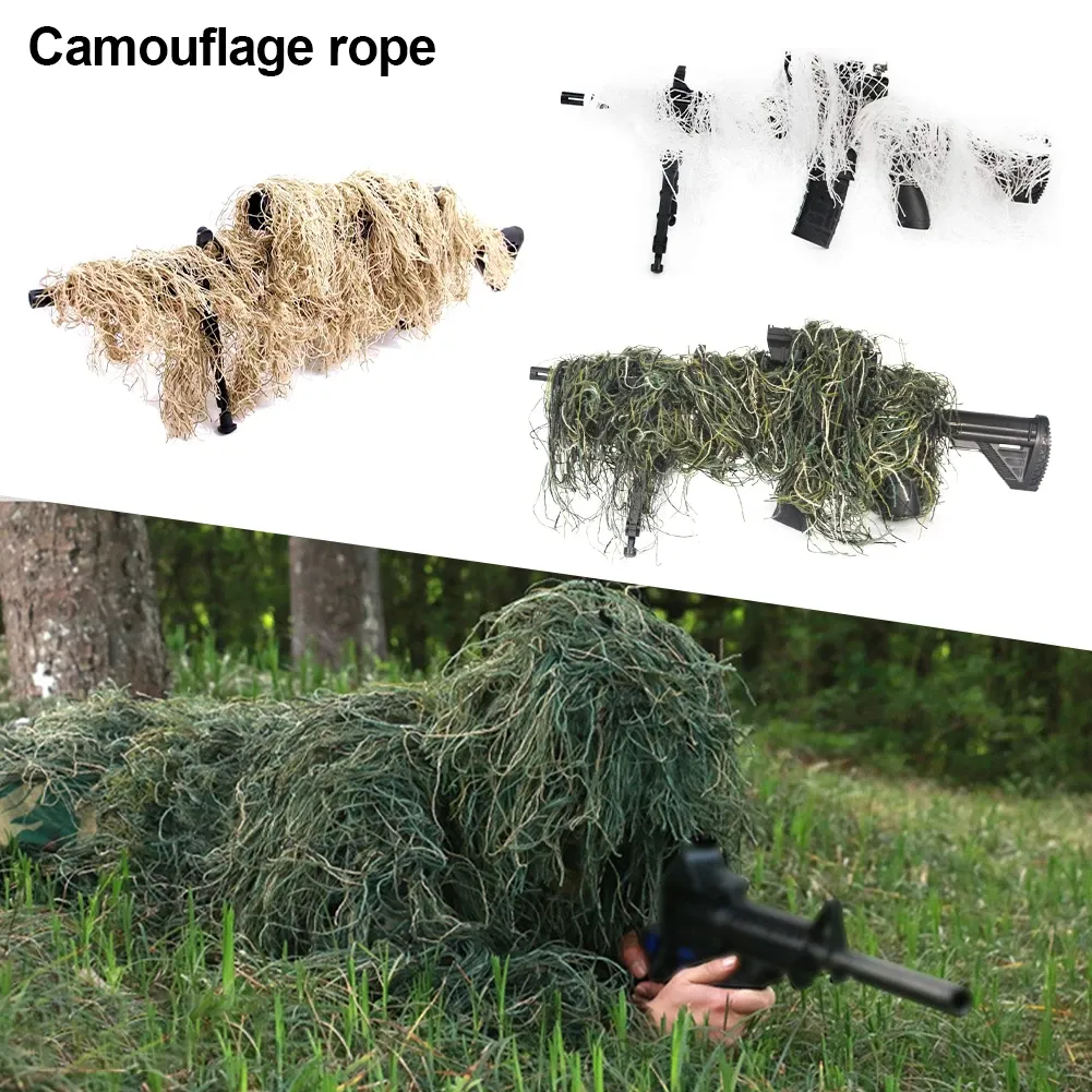 Footwear Jungle/Desert/Snow Ghillie Rifle Cover Wrap Synthetic w/Elastic Strap Camouflage Airsoft Hunting Blind Ropes 1.4M CS Gun Wraps