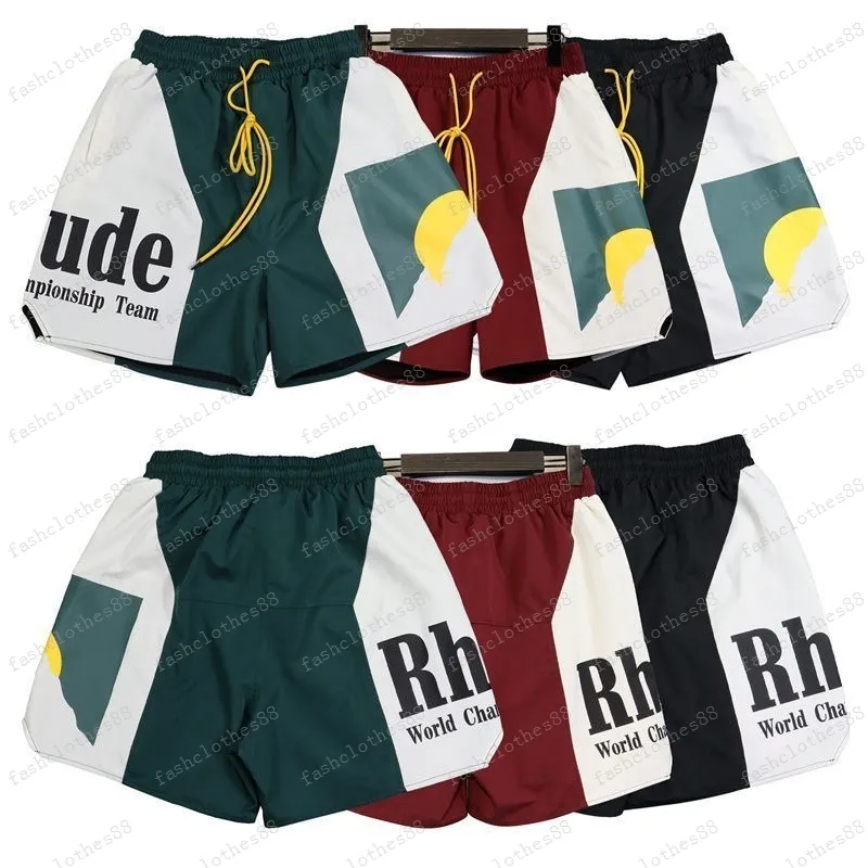 Shorts Summer Fashion Beach Pants Designer Shorts Rhude Men's High Quality Street Wear Red Blue Black Purple Long Pants Men's Shorts