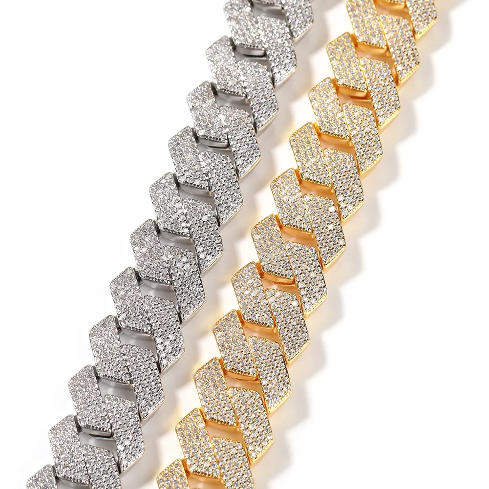 gold cuban link chain for men micro inlaied 4 row bling cz diamond 20MM wide spring buckle iced out chains necklace designer prong rock hip hop jewelry woman choker gift