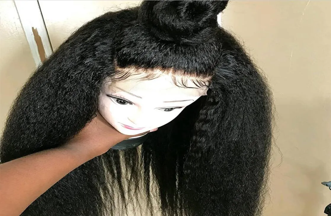 9A Pre -Stucked Kinky Proste Pełne koronkowe peruki z dziecięcymi włosami Brazylijskie dziewicze ludzkie włosy koronkowe przednie peruki dla czarnych kobiet4453371