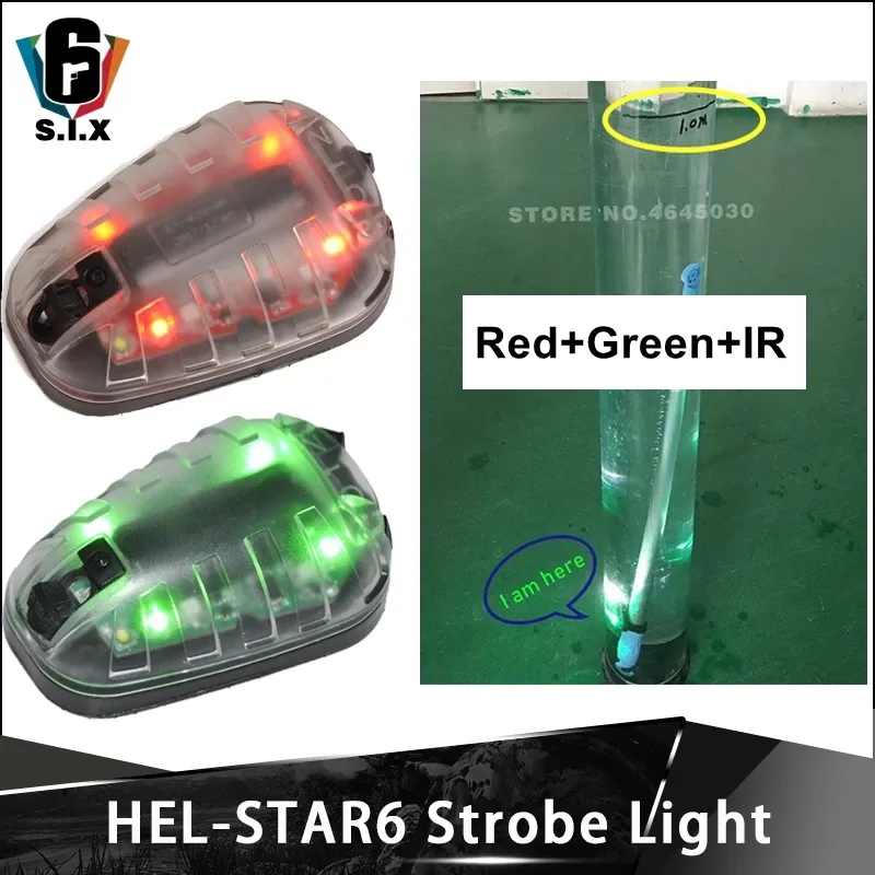 Pads Element Airsoft Helmet Flashlight Hel Star 6 Gen Ii Signal Green Red Ir Strobe Light Military Helmet Light Survival Lamp