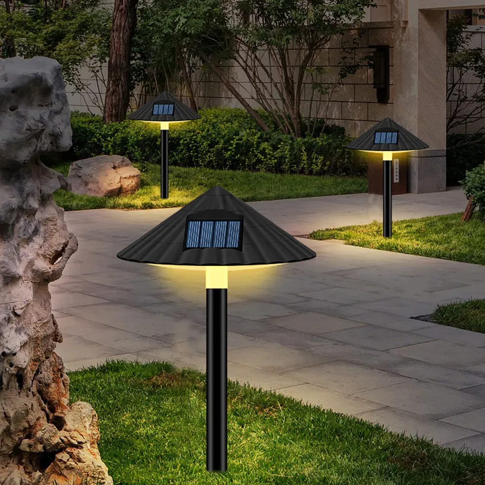 IP55 Solar LED Garden Light, Mushroom-Shaped Lawn Lamp with Umbrella Shade, White/Warm Lighting Options