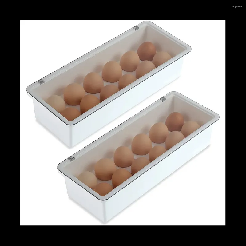 Storage Bottles 2 Pack Egg Holder For Refrigerator 12 Grid Plastic Container Organizer Bins With Lids