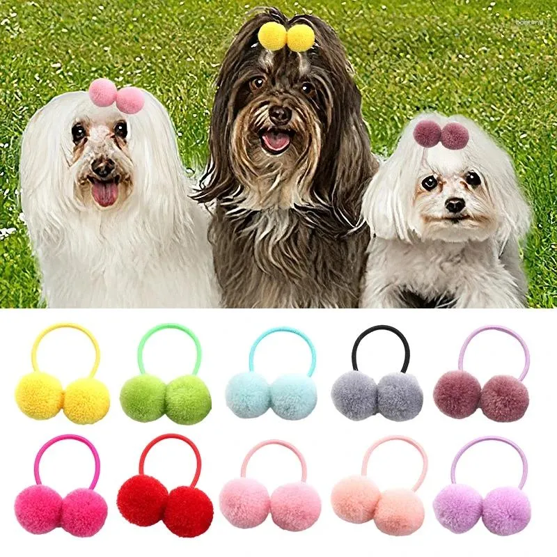 Vêtements pour chiens 20 / 30pcs coiffure arc animal de compagnie de toilettage des arcs colorés de forme en peluche