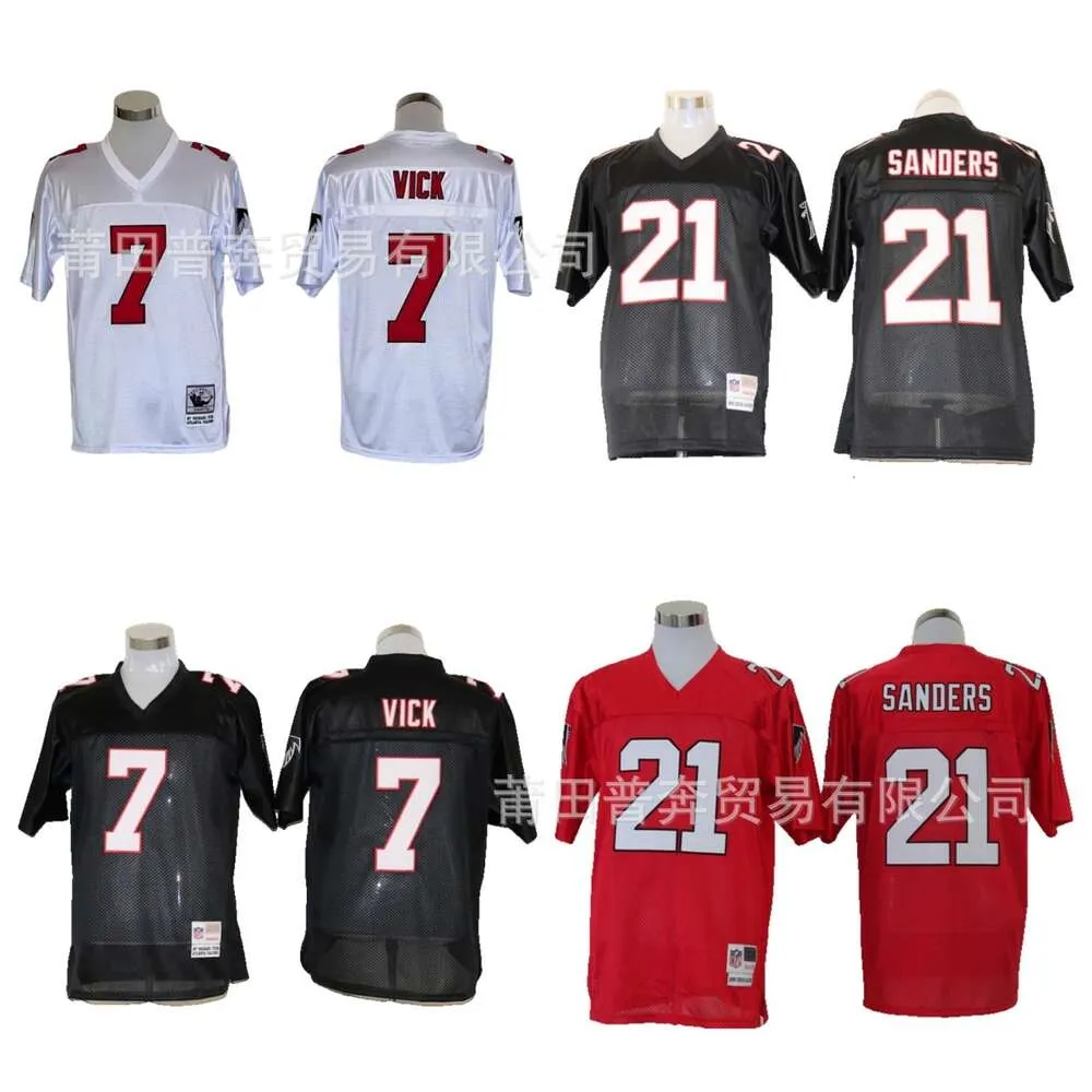 Men Jersey Falcons 7 Vick American Rugby Jersey, 21 # Sanders Mesh Borduurwerktechnologie