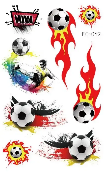 Tatouos boy enfant tatouage temporaire autocollant motion football flamme conception de carrosserie art tatoo mains pied étanche faux tatouage autocollant