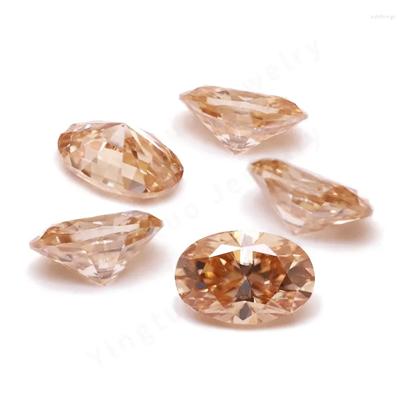 Gevşek Elmaslar Şampanya Moissanit Oval Kesim 4x6mm 0.5Ct Moissanites VVS Mücevher Yapımı İçin Elmas