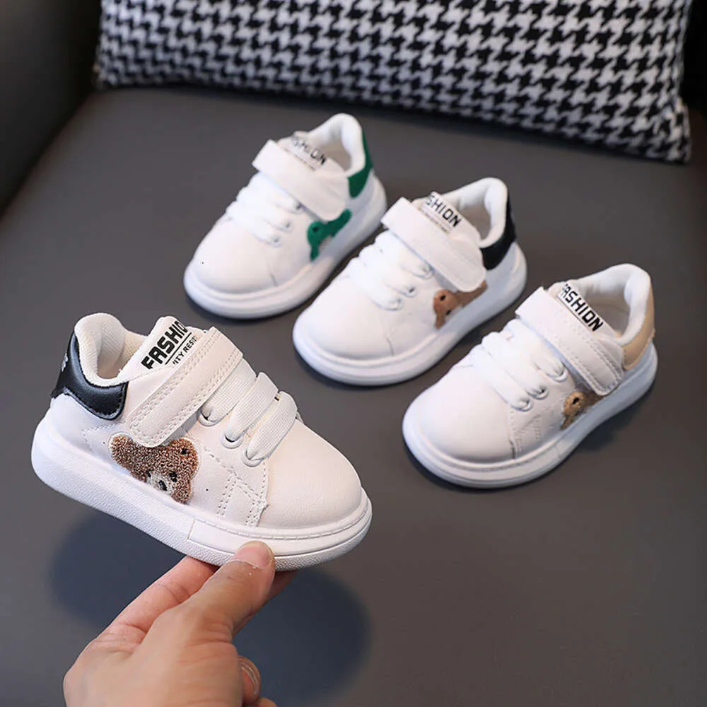 Autumn New Children's Cricket Shoes Sports Shoes Panda Baby Girl Little White Shoes Boys 'Casual Shoes 1-6 år gamla