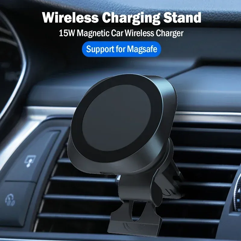Зарядные устройства 15 Вт для магнитного магнитного автомобиля Беспроводной зарядной зарядки подставка для iPhone 15 14 13 12 Pro Max Беспроводная зарядка автомобиля.