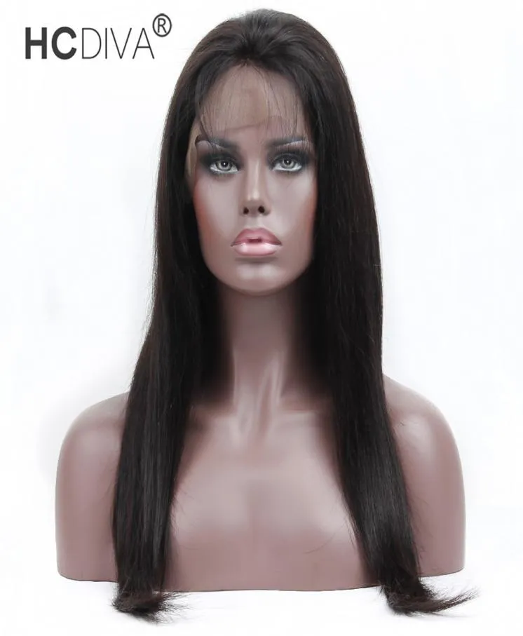 Peruvian Virgin Human Hair Wigs 134 Lace Front Wigs Straight 1422 inch 150 Density Prepluck Baby Hair Natural Black For Black W4072195