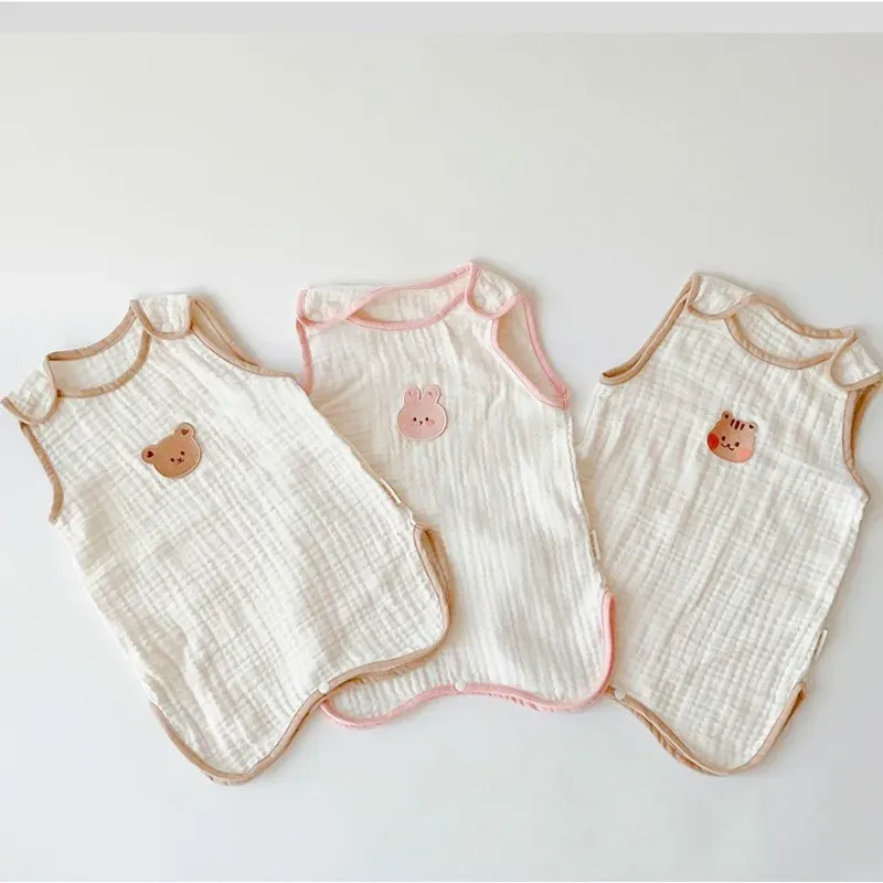 Set Summer Baby Sleeveless Sleep Sleep Sleep Bambino Quilt Antikick trapunta sottile Doublelayer Cotton Cotton Bianches