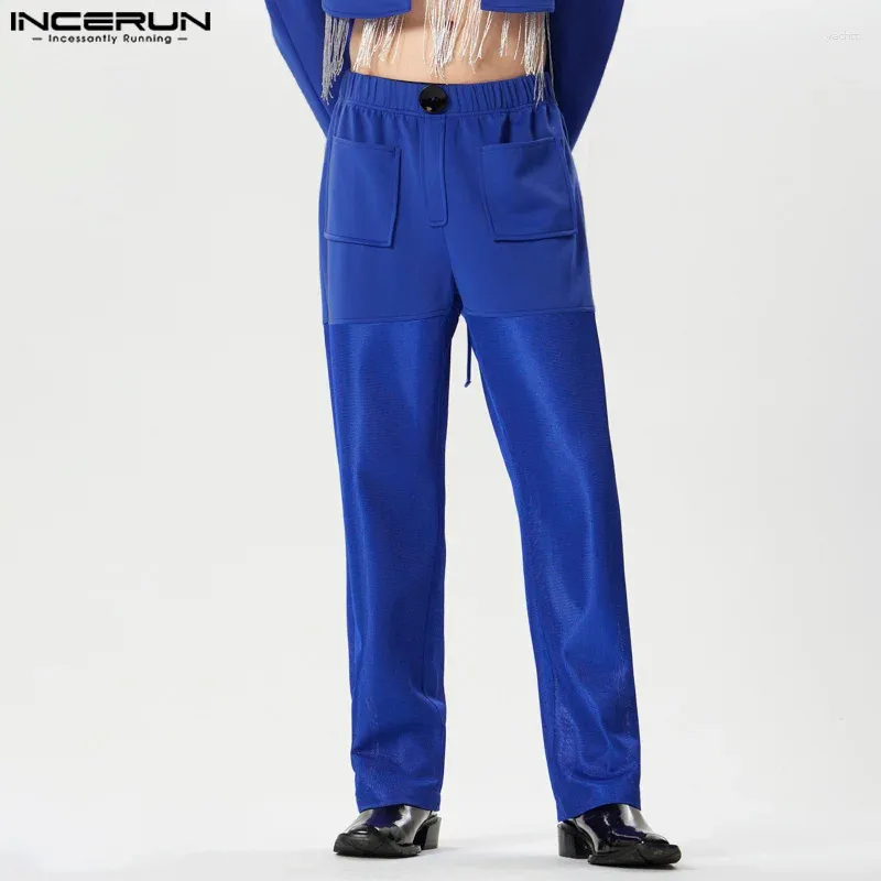 Men's Pants INCERUN 2024 American Style Pantalons Mens Silhouette Solid Large Button Design Casual Streetwear All-match Trousers S-5XL