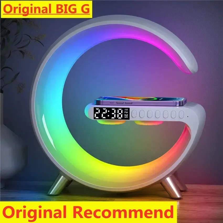 Chargers Wireless Charger Stand Alarm Clock Bluetooth Speaker LED Lamp RGB Night Light Fast Charging Station for iPhone Samsung Xiaomi