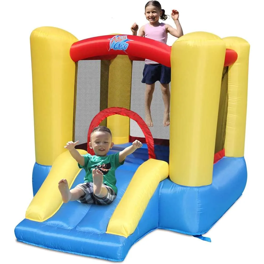 Ultimate Fun for Kids: Action Air Bounce House Toddler Uppblåsbar Bouncy Castle med blåsare för inomhus/utomhuslek - Hållbart sydd och extra tjockt hopphus med bild