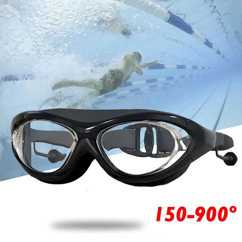 Hommes femmes adolescents étanches 0 -2 à -9 Myopie Diopter Swim Goggles transparents anti-UV anti-buas