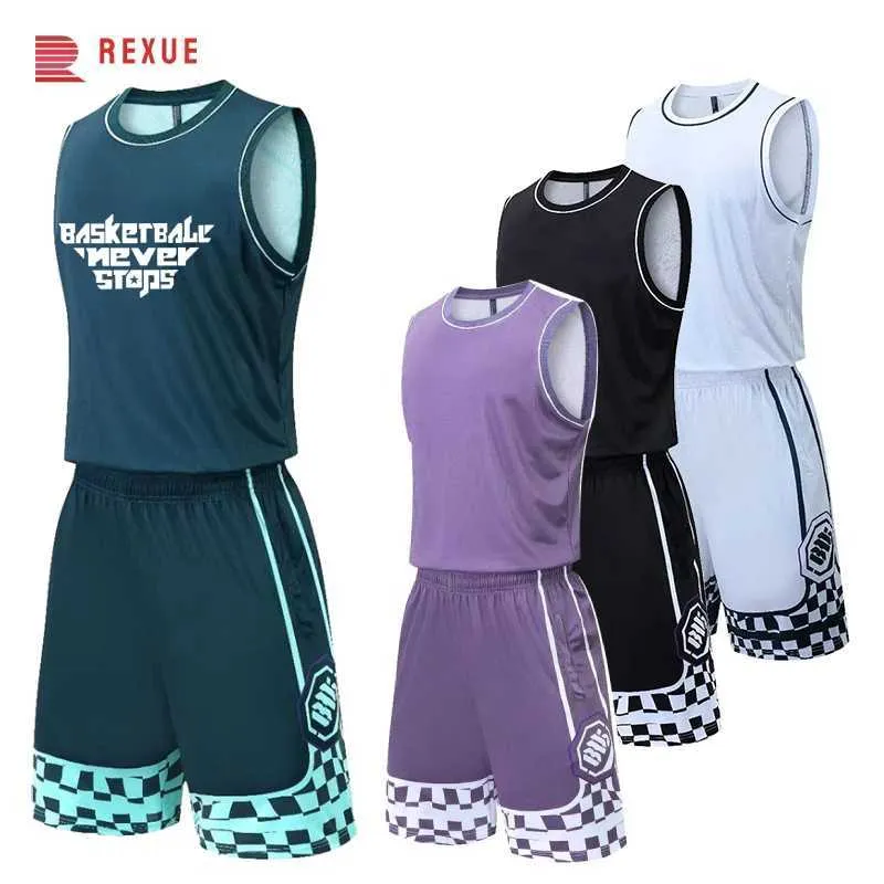 Fans staan bovenaan T-stukken basketbalset voor mannen vrouwen en kinderen 2xS-6XL Quick Dry 2-delige tanktop Shorts Ball Jersey Hoogwaardige DIY Y240423