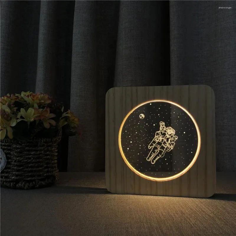 Nocne światła przestrzeń astronauta 3D LAMP Arelic Arelic Table Light Control Control do dekoracji pokoju dla dzieci