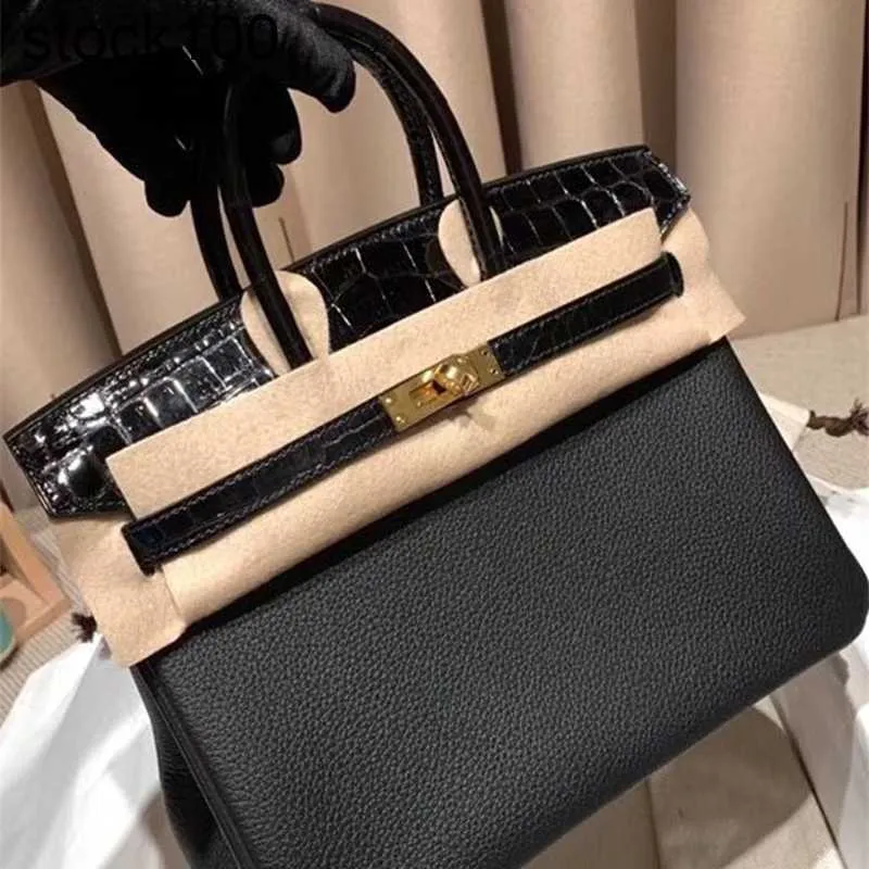 Pure Platinum Wax Bag Phit 2024 Bolsa combinada con piel de cocodrilo americano Togo Togohide Hand Bag Handmedme Genuine Leather